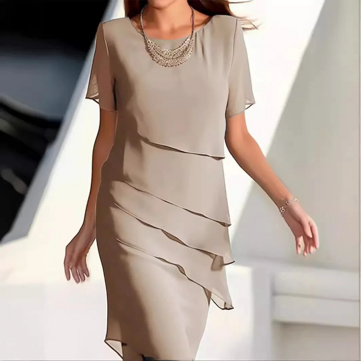 Karmen | Women's Airy Elegant Autumn Midi Dress in Soft Chiffon