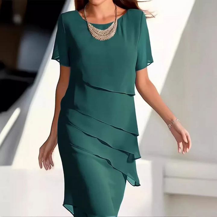 Karmen | Women's Airy Elegant Autumn Midi Dress in Soft Chiffon
