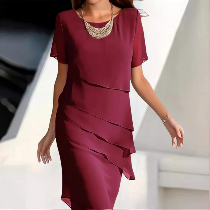 Karmen | Women's Airy Elegant Autumn Midi Dress in Soft Chiffon