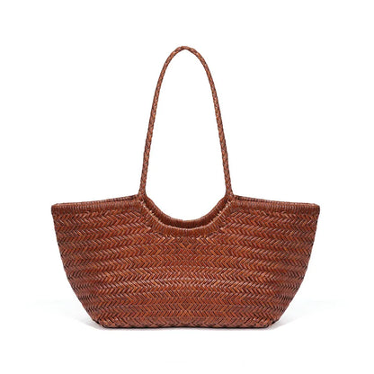 Kathy | Women's Leather Woven Tote Bag-Omni Prime Goods