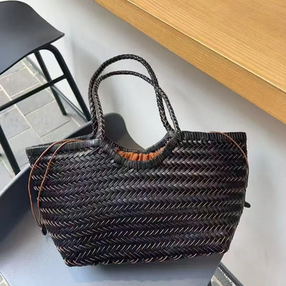 Kathy | Women's Leather Woven Tote Bag-Omni Prime Goods