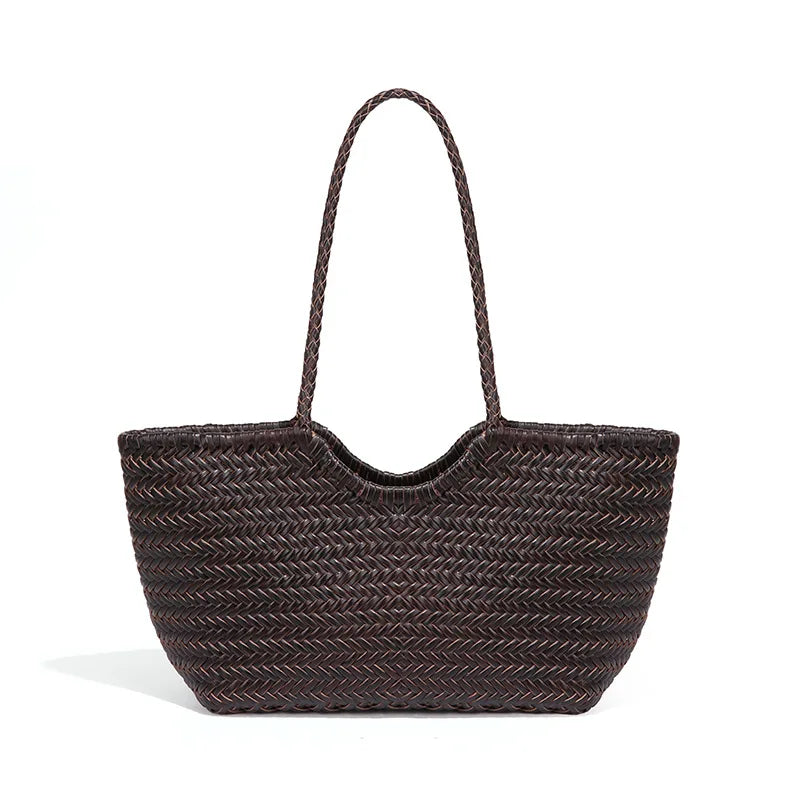 Kathy | Women's Leather Woven Tote Bag-Omni Prime Goods
