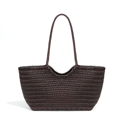 Kathy | Women's Leather Woven Tote Bag-Omni Prime Goods