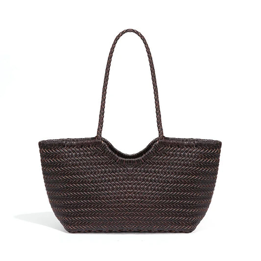 Kathy | Women's Leather Woven Tote Bag-Omni Prime Goods
