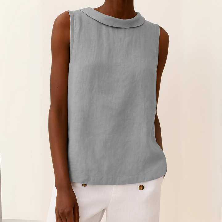 Kayla | Women's Sleeveless Roll Collar Blouse-Omni Prime Goods
