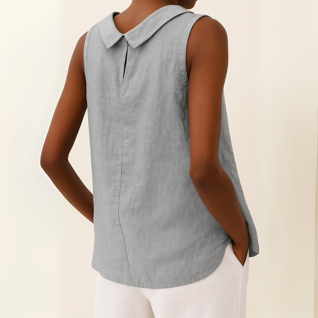 Kayla | Women's Sleeveless Roll Collar Blouse-Omni Prime Goods