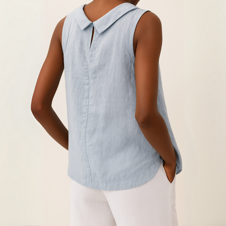 Kayla | Women's Sleeveless Roll Collar Blouse-Omni Prime Goods