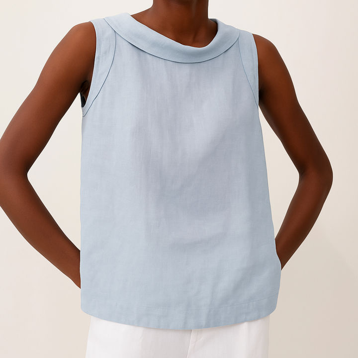 Kayla | Women's Sleeveless Roll Collar Blouse-Omni Prime Goods