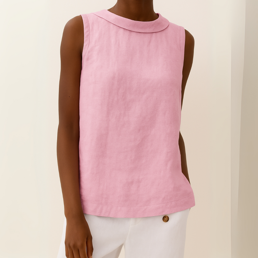 Kayla | Women's Sleeveless Roll Collar Blouse-Omni Prime Goods