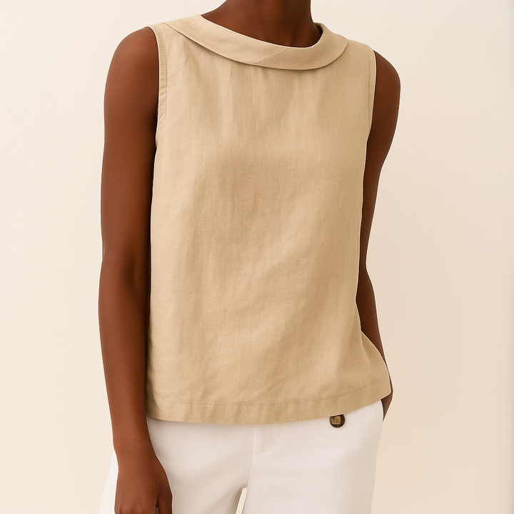 Kayla | Women's Sleeveless Roll Collar Blouse-Omni Prime Goods