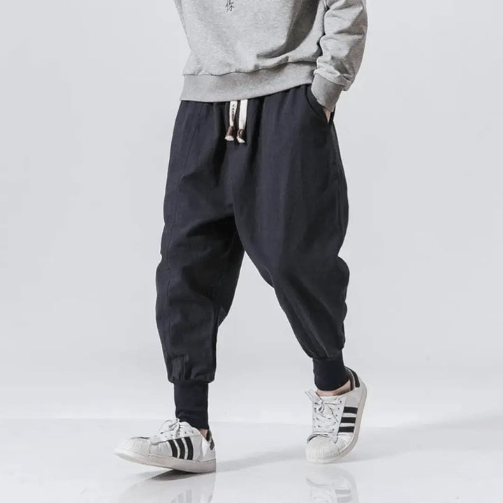 Kenji | Men’s Premium Cotton Blend Drop-Crotch Trousers-Omni Prime Goods