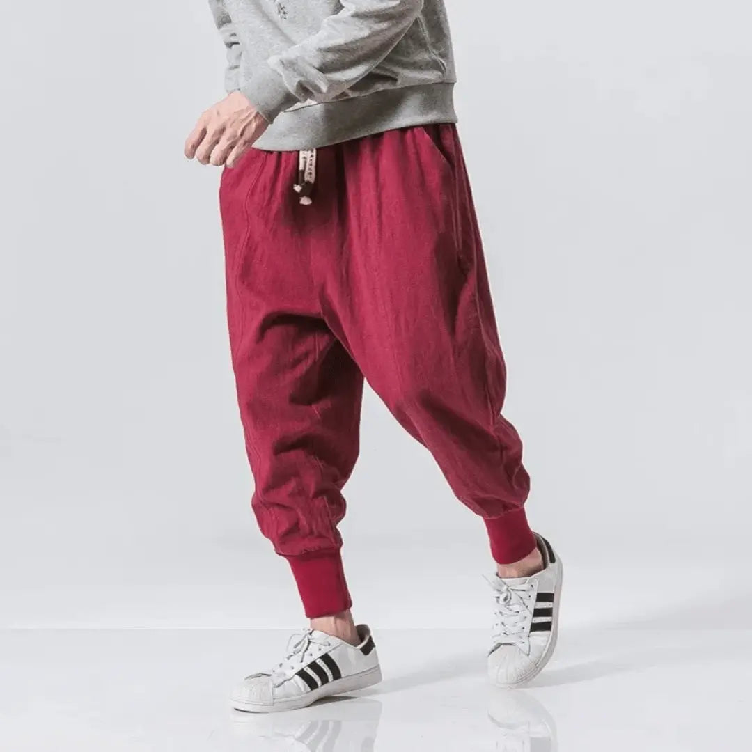 Kenji | Men’s Premium Cotton Blend Drop-Crotch Trousers-Omni Prime Goods