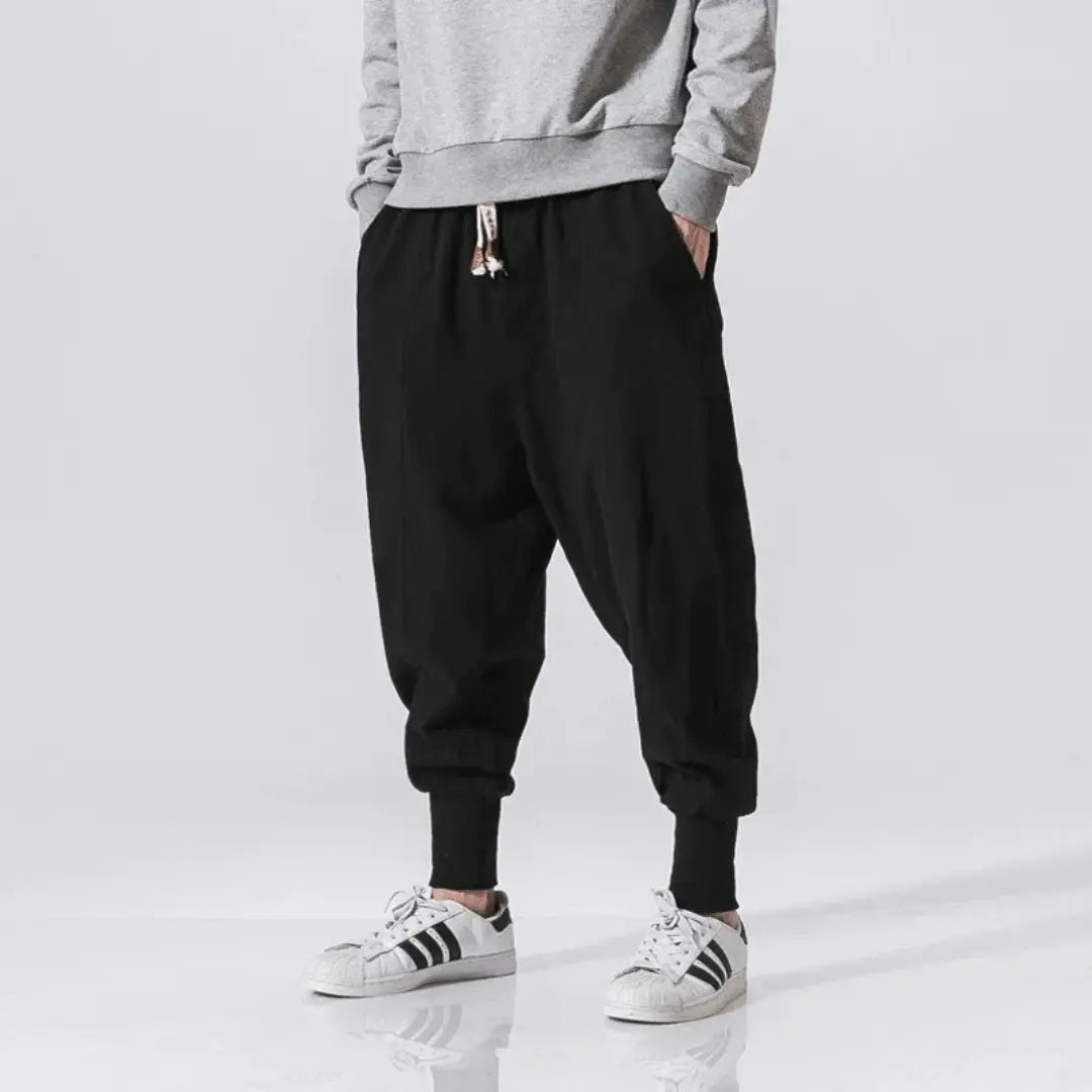 Kenji | Men’s Premium Cotton Blend Drop-Crotch Trousers