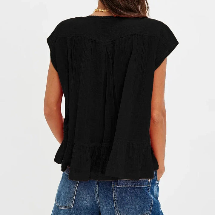 Kiana | Women's Ruffle Hem Sleeveless Blouse-Omni Prime Goods