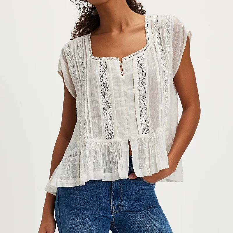 Kiana | Women's Ruffle Hem Sleeveless Blouse-Omni Prime Goods