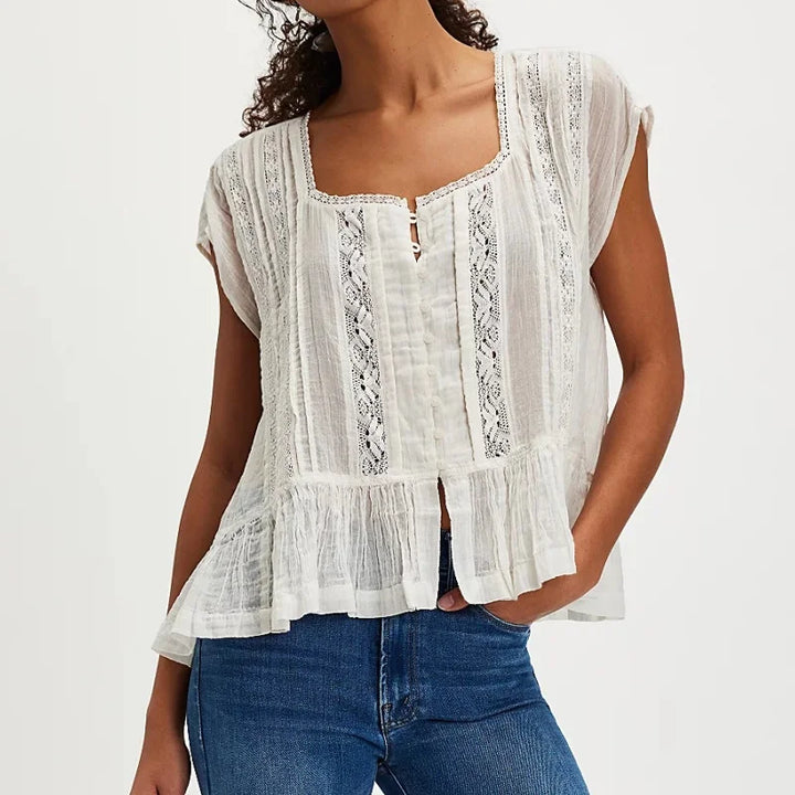 Kiana | Women's Ruffle Hem Sleeveless Blouse-Omni Prime Goods