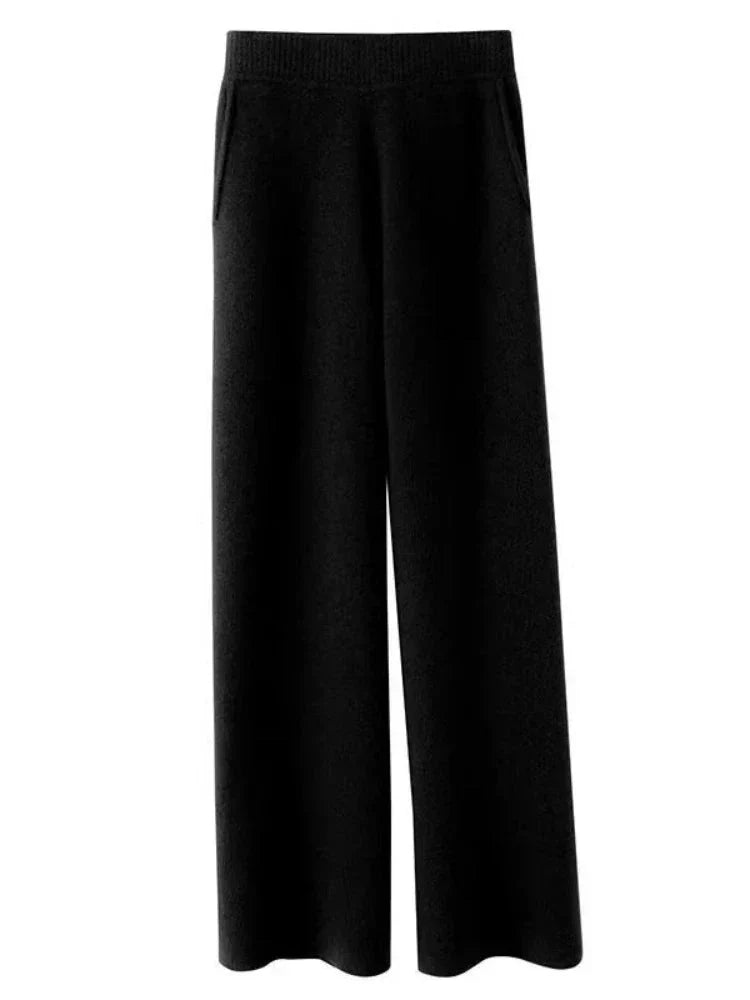 Women's Stylish Ribbed Knit Wide Leg Pants