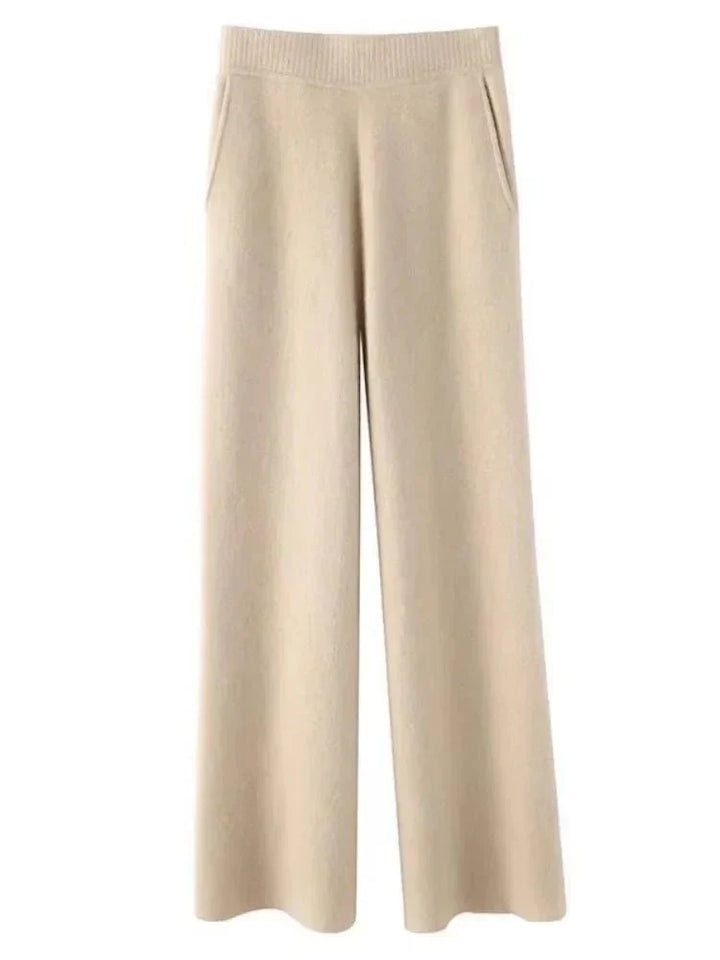 Women's Stylish Ribbed Knit Wide Leg Pants