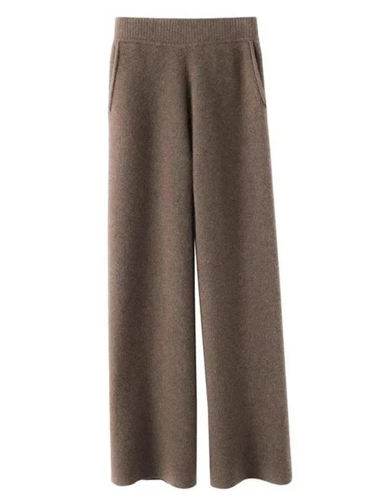 Women's Stylish Ribbed Knit Wide Leg Pants