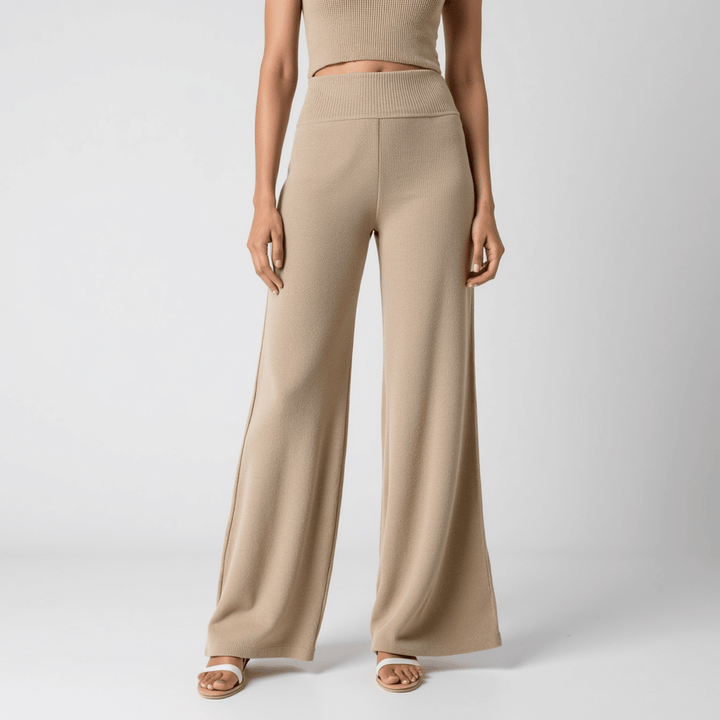 Women's Stylish Ribbed Knit Wide Leg Pants