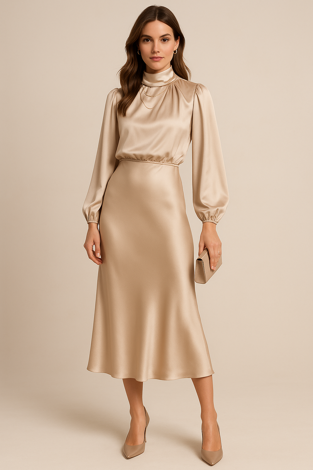 Katherine | Women's High Waist Midi Dress