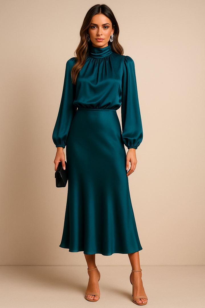 Katherine | Women's High Waist Midi Dress