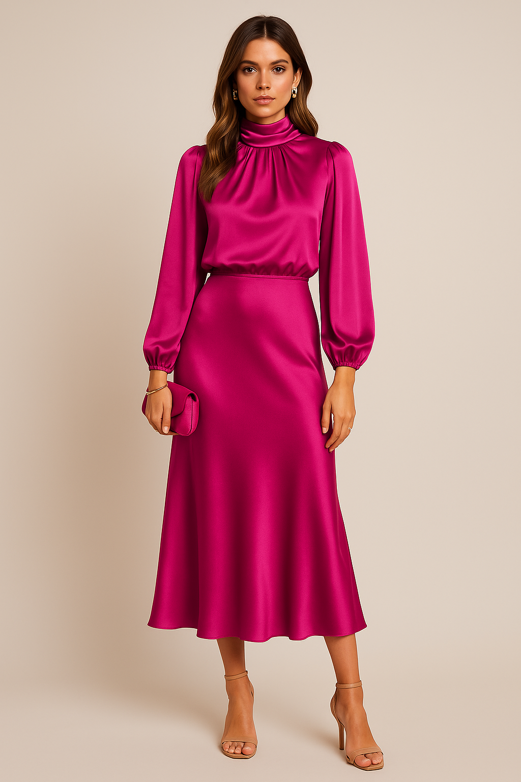 Katherine | Women's High Waist Midi Dress