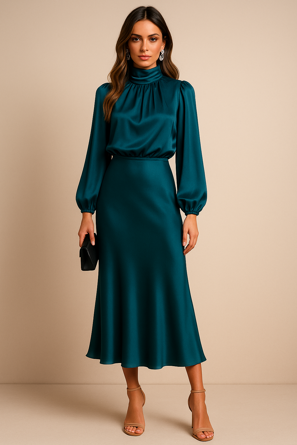Katherine | Women's High Waist Midi Dress