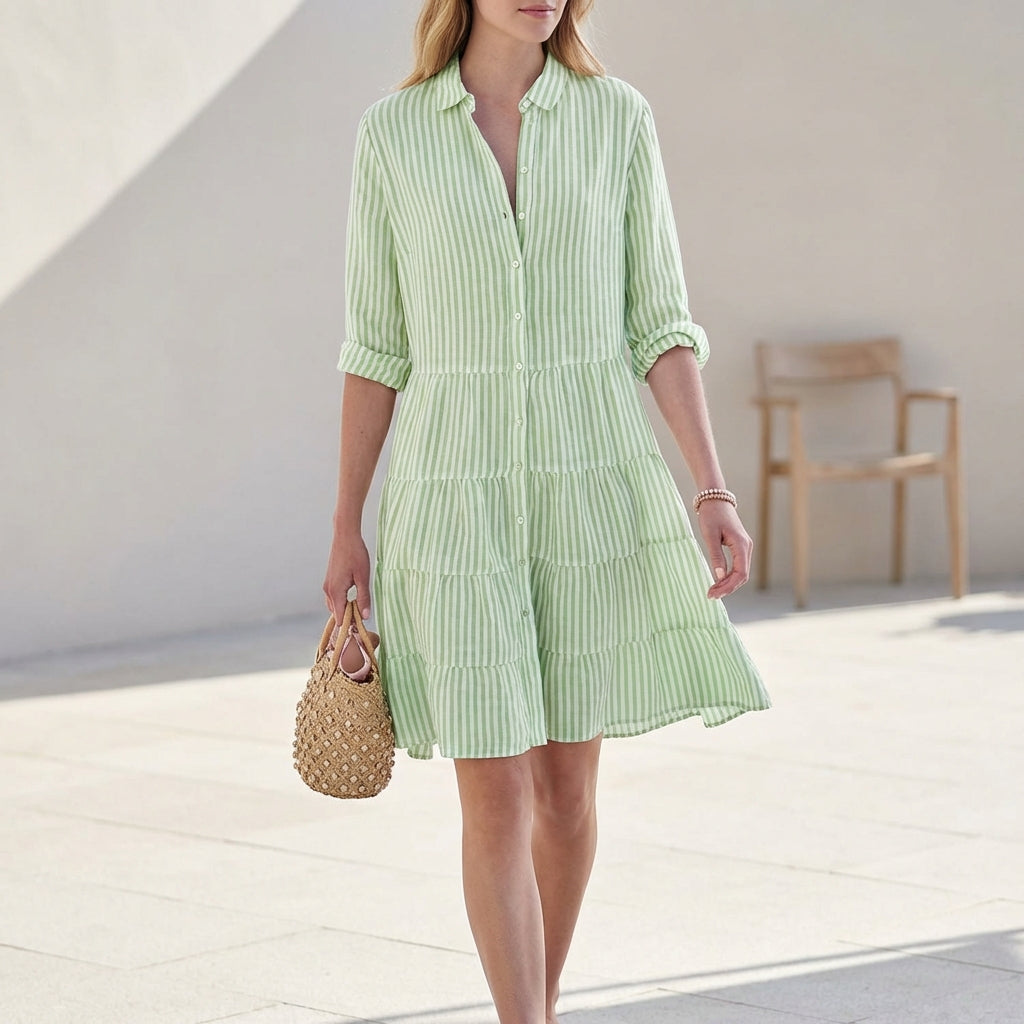 Kylie | Women's Button-Down Tiered Mini Dress-Omni Prime Goods