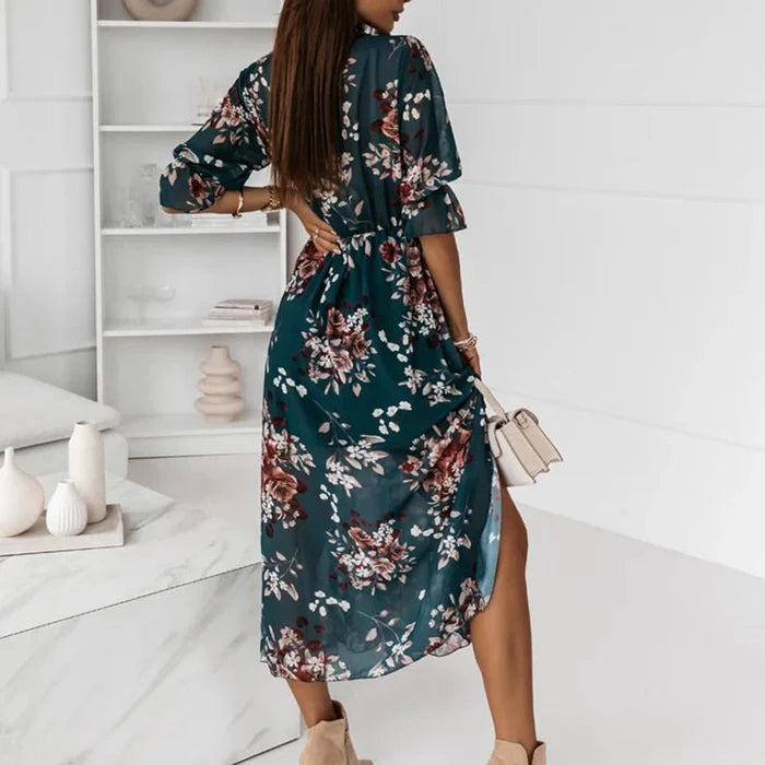Kylie | Women's V-Neck Wrap Midi Dress-Omni Prime Goods