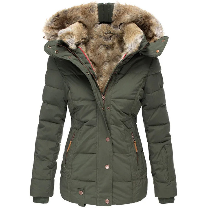 Women's Stylish Winter Coat with Fur Hood