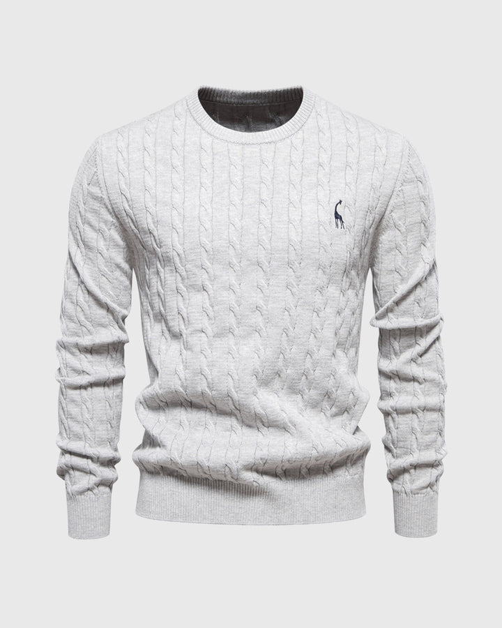 Men's Cable Knit Cotton Pullover Sweater