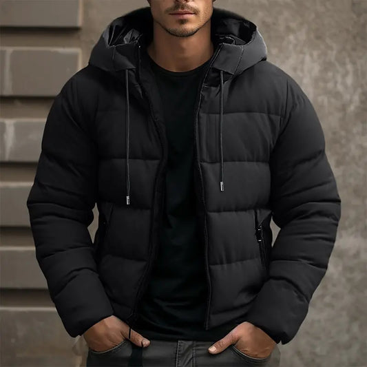 Men's Waterproof Winter Coat with Adjustable Hood and Padding