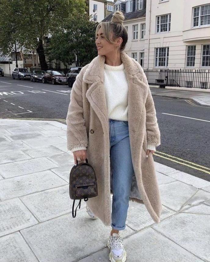 Women's Long Teddy Coat