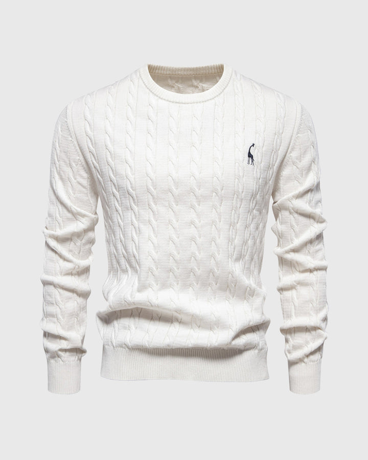 Men's Cable Knit Cotton Pullover Sweater