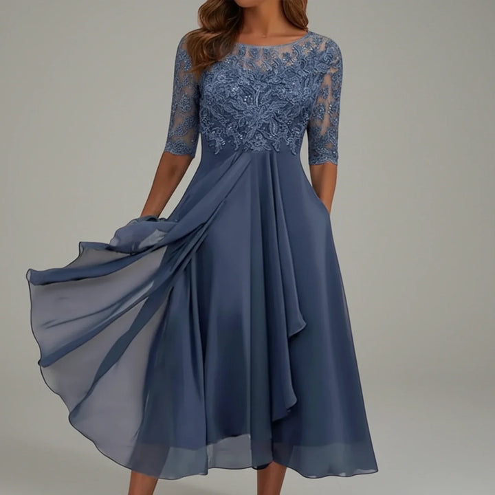 Elegant Lace A-Line Midi Dress for Women