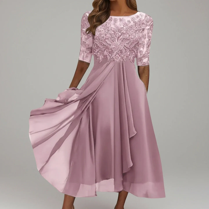 Elegant Lace A-Line Midi Dress for Women