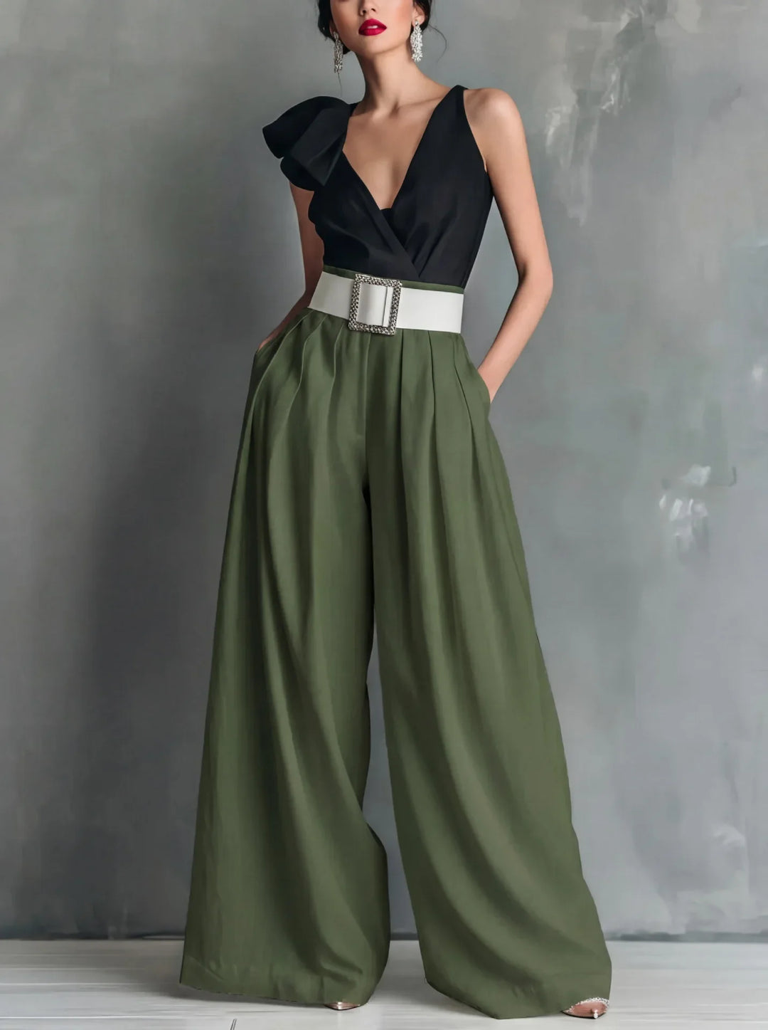 Lacey | Women's High Waist Wide Leg Trousers-Omni Prime Goods