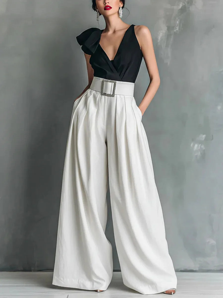 Lacey | Women's High Waist Wide Leg Trousers-Omni Prime Goods