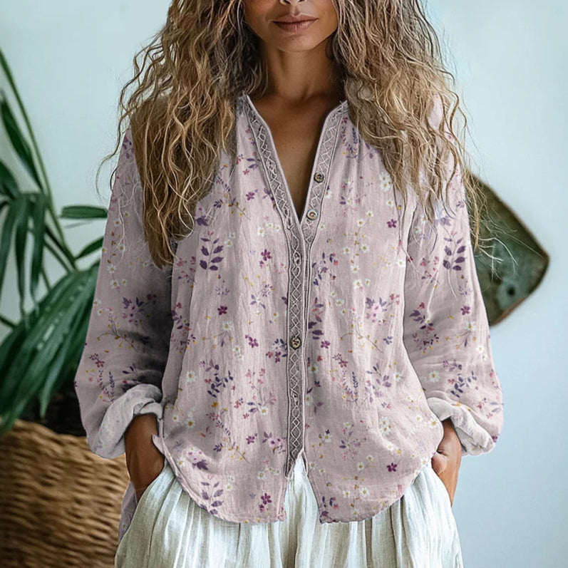 Laureen | Women's Elegant Floral Blouse-Omni Prime Goods