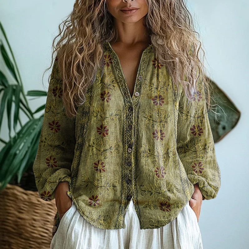 Laureen | Women's Elegant Floral Blouse-Omni Prime Goods