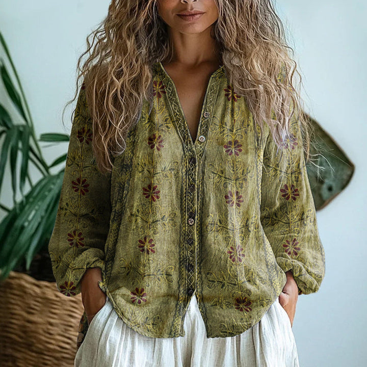 Laureen | Women's Elegant Floral Blouse-Omni Prime Goods