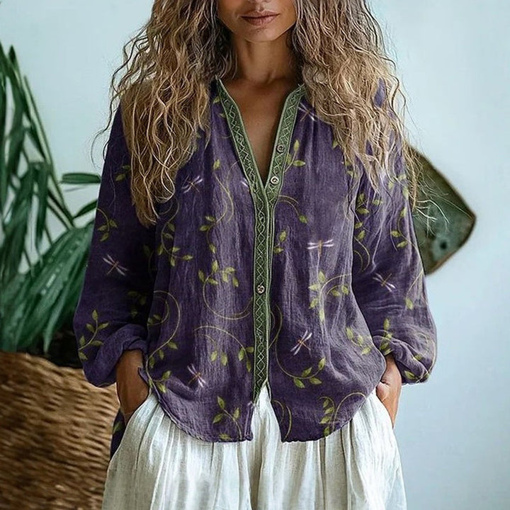 Laureen | Women's Elegant Floral Blouse-Omni Prime Goods