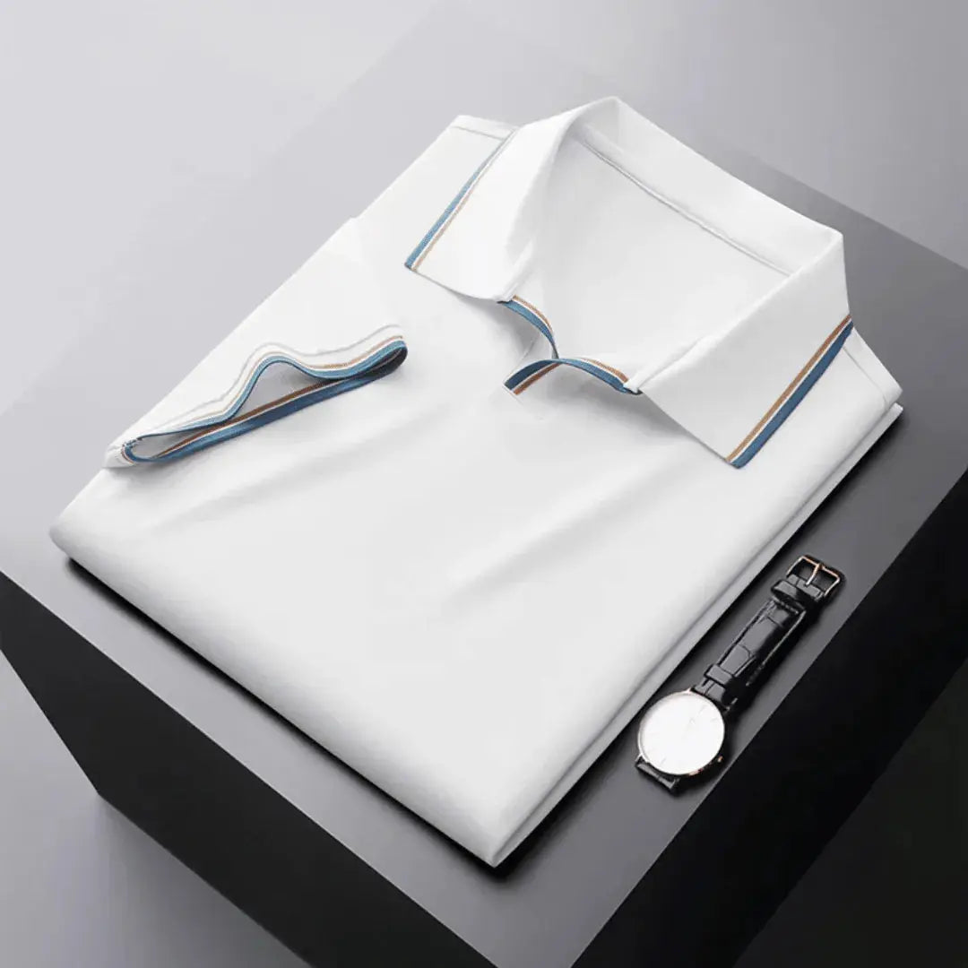 Levie | Men's Stylish Contrast-Trim Polo Shirt-Omni Prime Goods