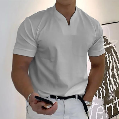Liam | Men's Elegant Casual Short Sleeve V-neck T-shirt for Comfort and Style-Omni Prime Goods
