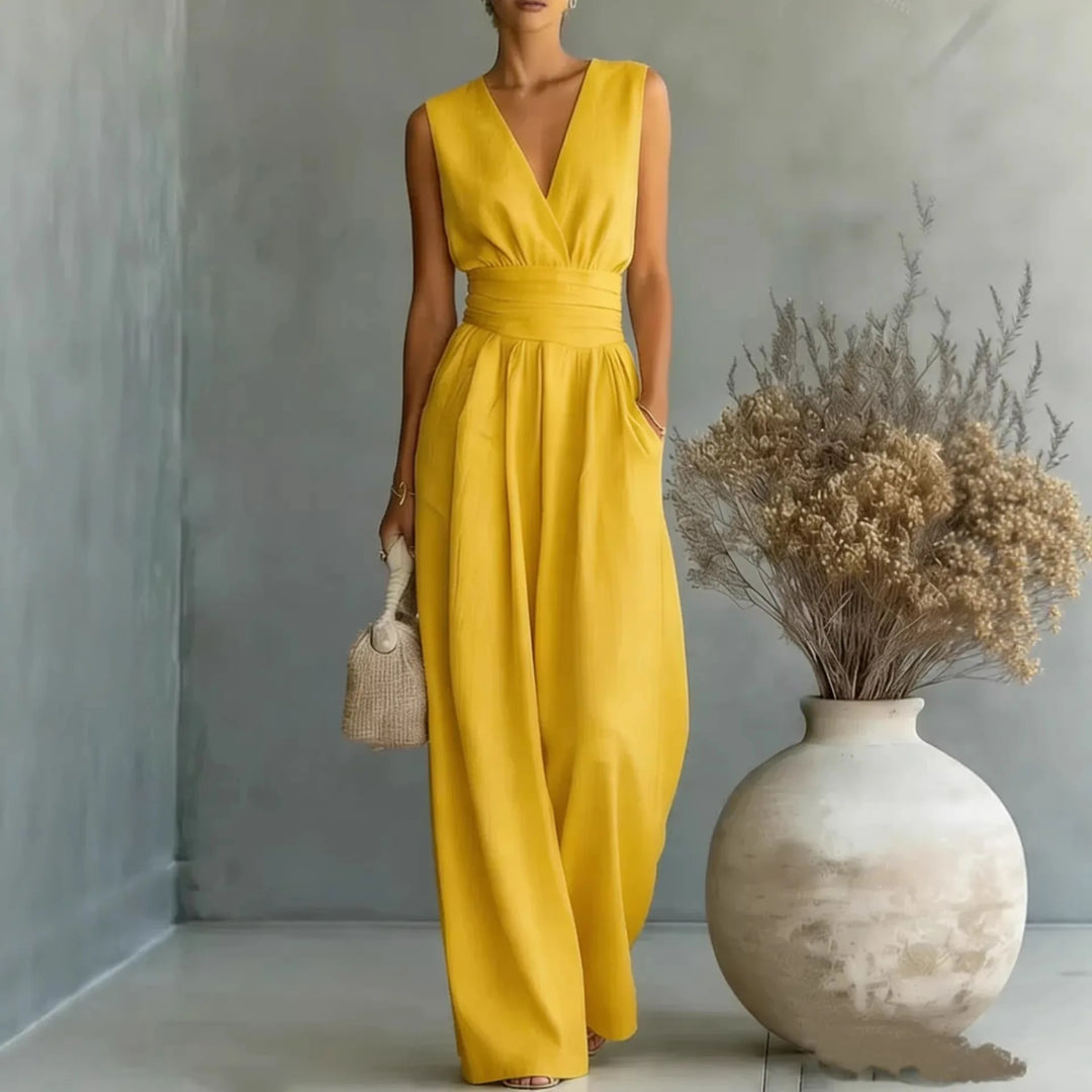 Lily | Women's Sleeveless V Neck Jumpsuit-Omni Prime Goods