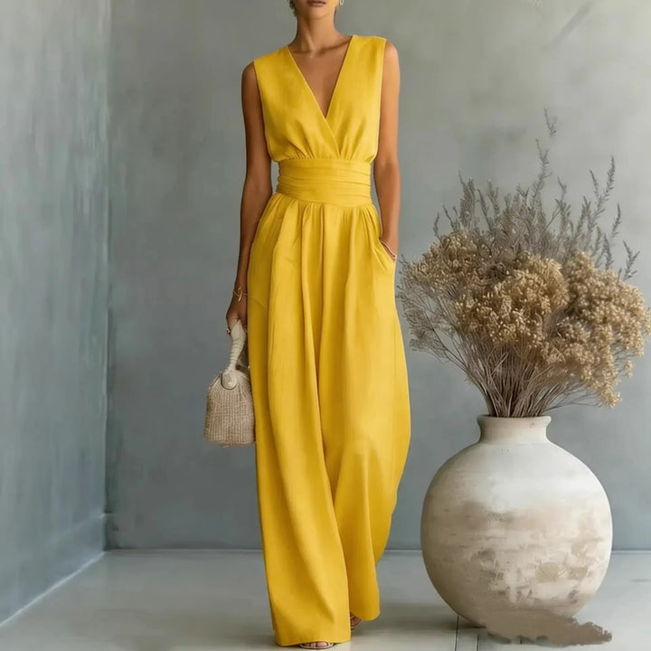Lily | Women's Sleeveless V Neck Jumpsuit-Omni Prime Goods