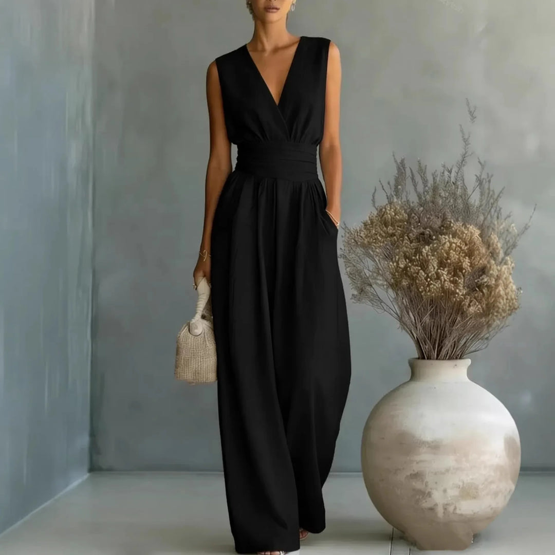 Lily | Women's Sleeveless V Neck Jumpsuit-Omni Prime Goods