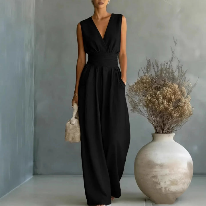 Lily | Women's Sleeveless V Neck Jumpsuit-Omni Prime Goods
