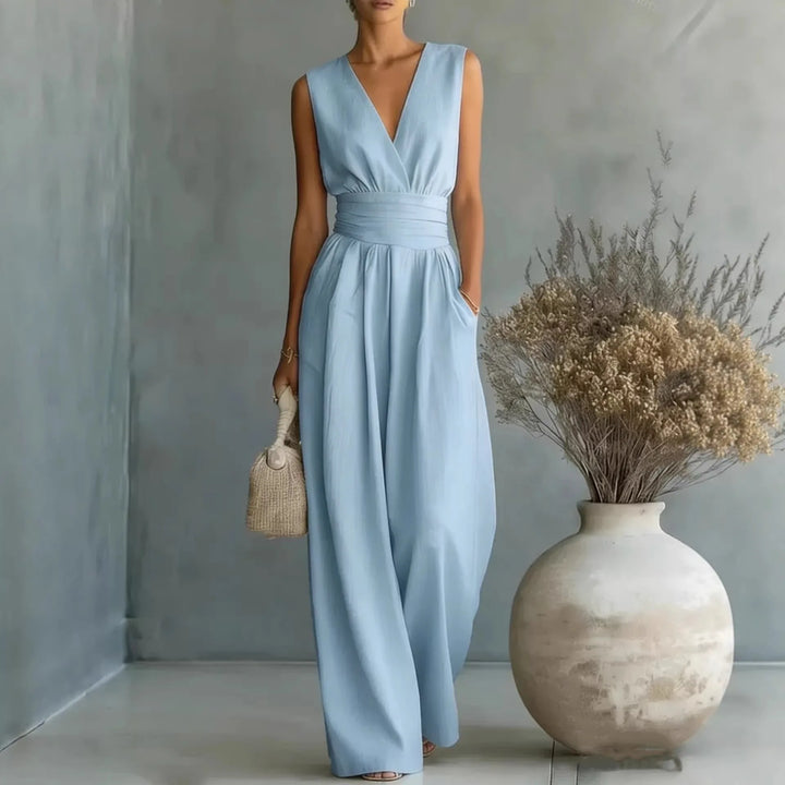 Lily | Women's Sleeveless V Neck Jumpsuit-Omni Prime Goods